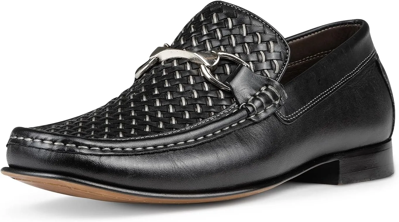 Donald Pliner Dannie Slip-On Leather Loafer - Stacked Heel – Classic Dress Loafers for Men, Memory Foam Insole, Men’s Driving Shoes, Leather Shoes for Men