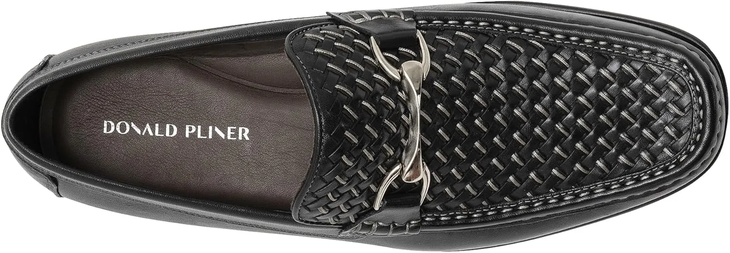 Donald Pliner Dannie Slip-On Leather Loafer - Stacked Heel – Classic Dress Loafers for Men, Memory Foam Insole, Men’s Driving Shoes, Leather Shoes for Men