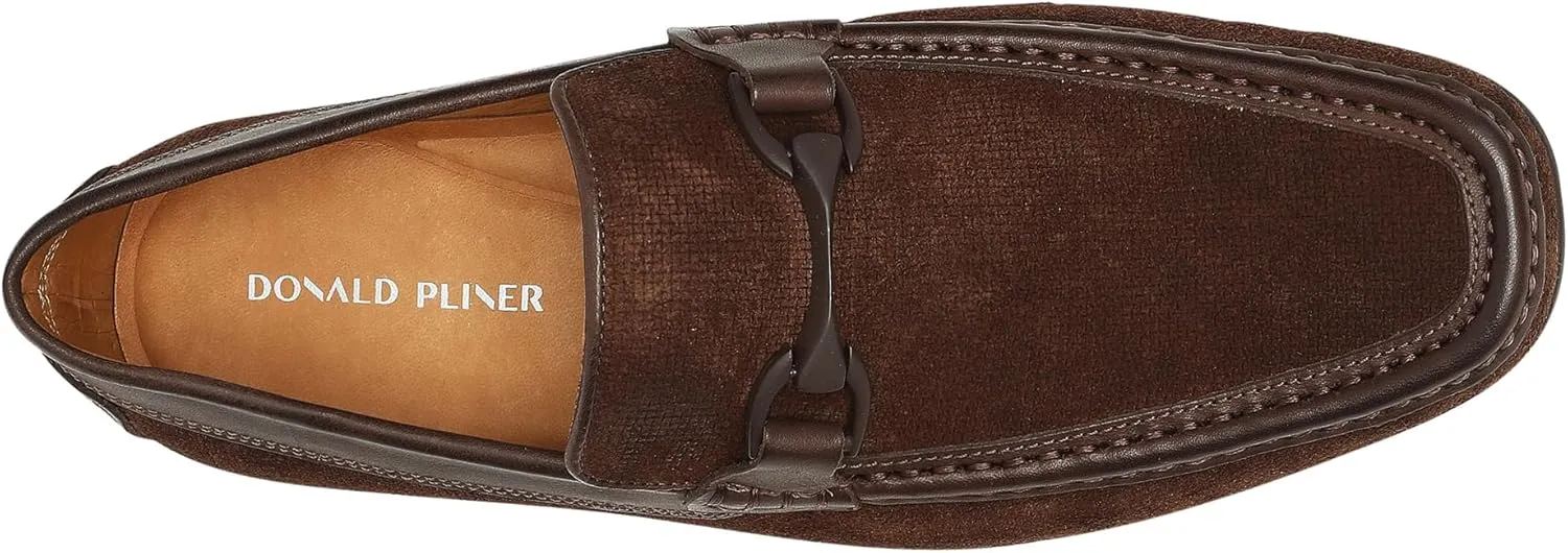 Donald Pliner Dannie Slip-On Leather Loafer - Stacked Heel – Classic Dress Loafers for Men, Memory Foam Insole, Men’s Driving Shoes, Leather Shoes for Men