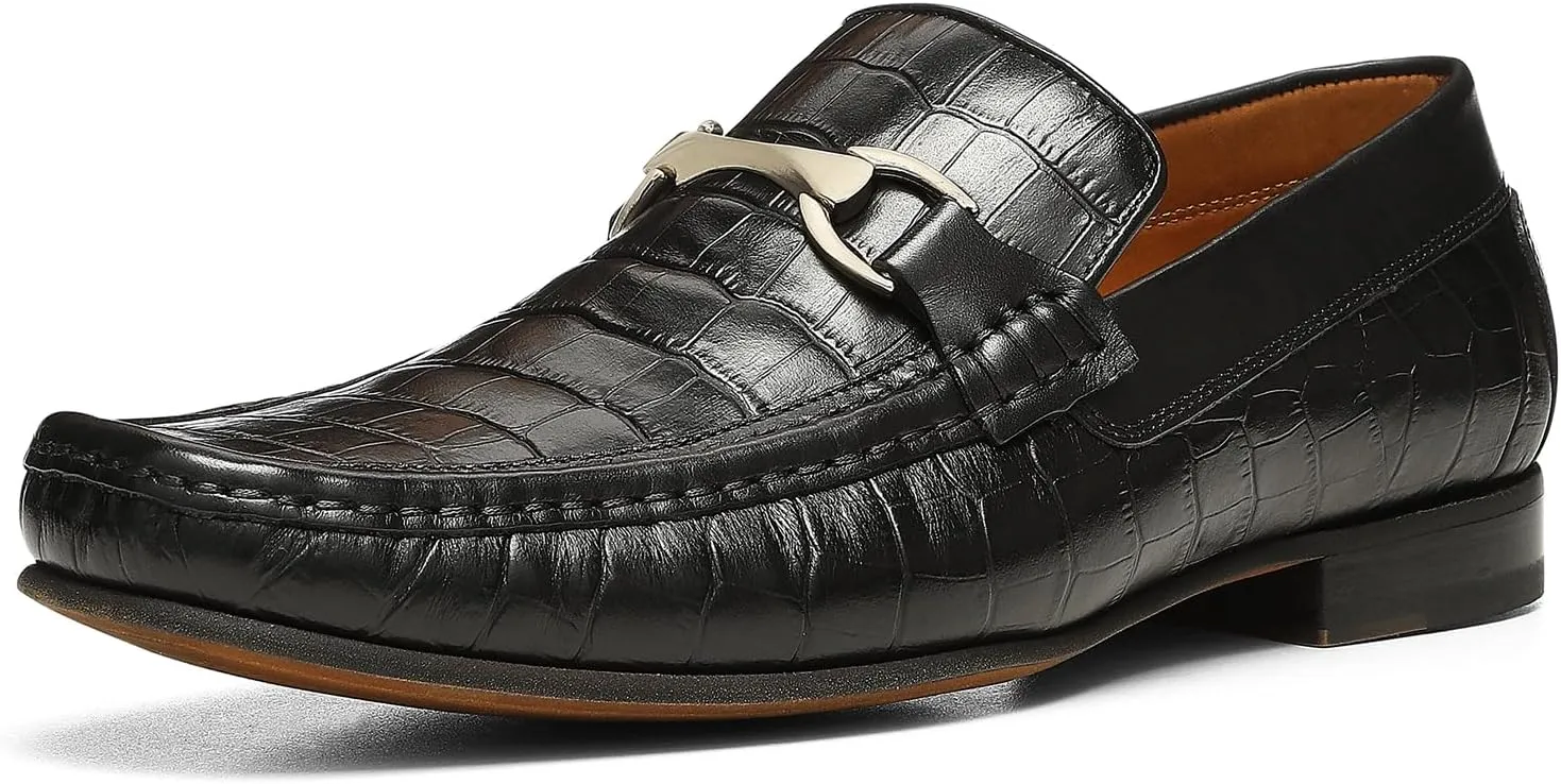 Donald Pliner Dannie Slip-On Leather Loafer - Stacked Heel – Classic Dress Loafers for Men, Memory Foam Insole, Men’s Driving Shoes, Leather Shoes for Men