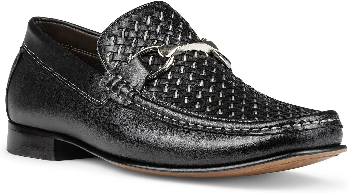 Donald Pliner Dannie Slip-On Leather Loafer - Stacked Heel – Classic Dress Loafers for Men, Memory Foam Insole, Men’s Driving Shoes, Leather Shoes for Men