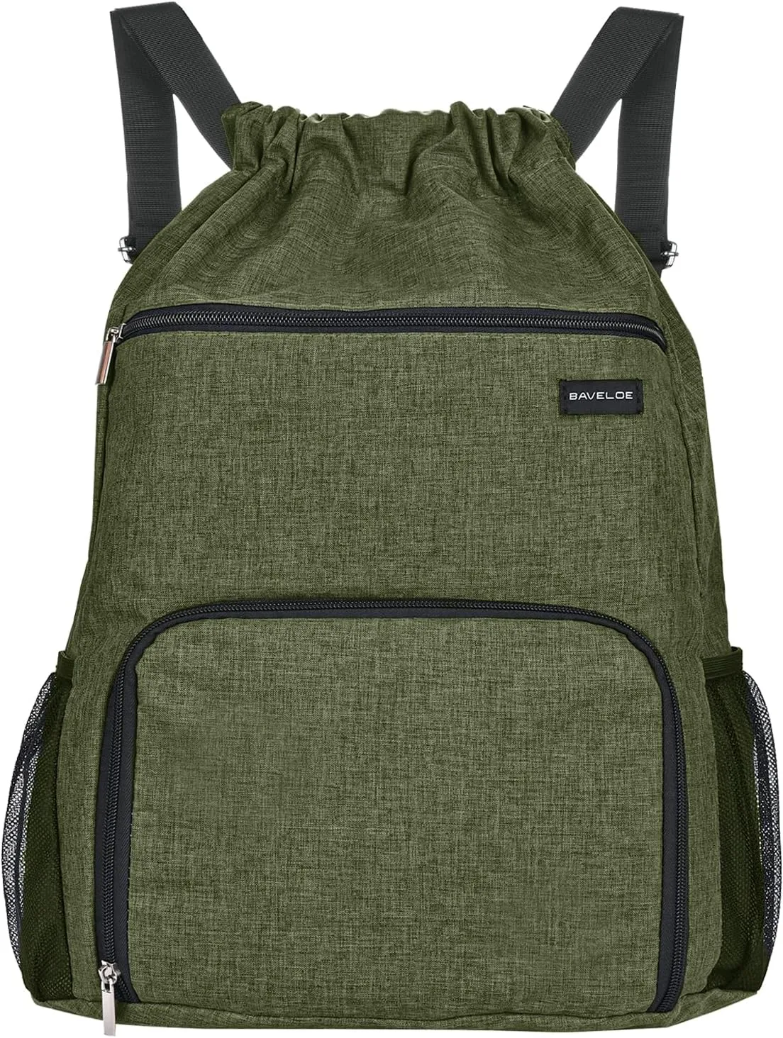 Drawstring Backpack with Wet Pocket & Shoe Compartment, Water-Resistant Sports Gym Swim String Bag for Women Men(Dark Green)