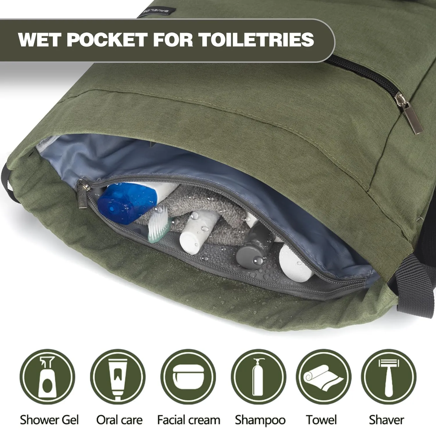Drawstring Backpack with Wet Pocket & Shoe Compartment, Water-Resistant Sports Gym Swim String Bag for Women Men(Dark Green)