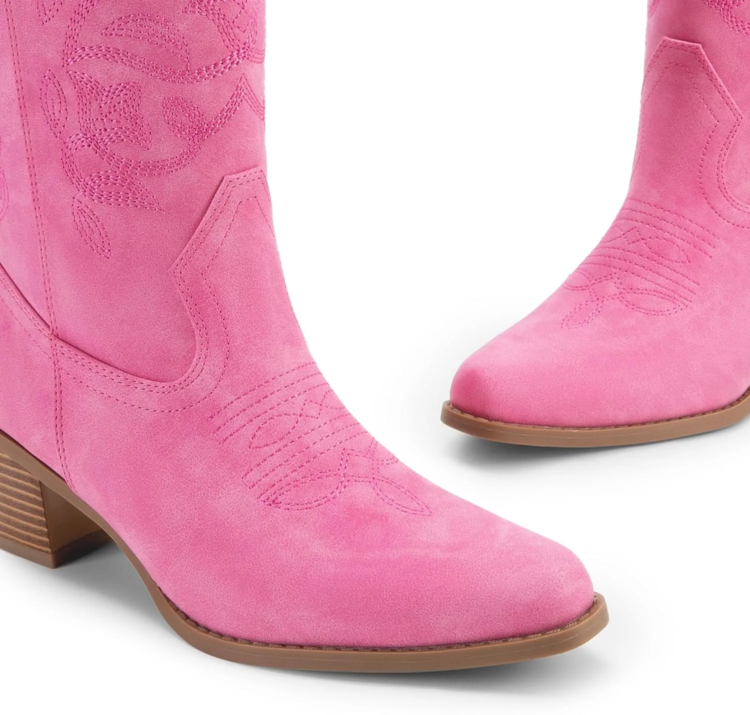 DREAM PAIRS Cowboy Boots for Women Cowgirl Western Boots Fashion Embroidery Stitched Chunky Heel Mid Calf Boots