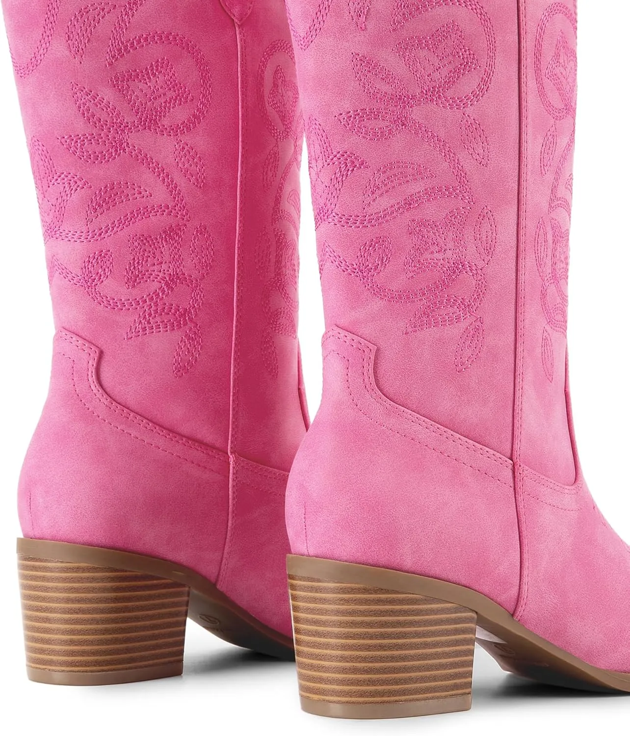 DREAM PAIRS Cowboy Boots for Women Cowgirl Western Boots Fashion Embroidery Stitched Chunky Heel Mid Calf Boots