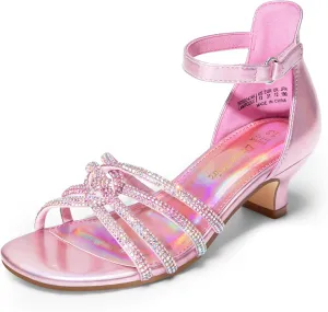 DREAM PAIRS Girls Dress Shoes Sandals Low Heels Ankle Strap Flower Wedding Party Shoes for Little Kid/Big Kid