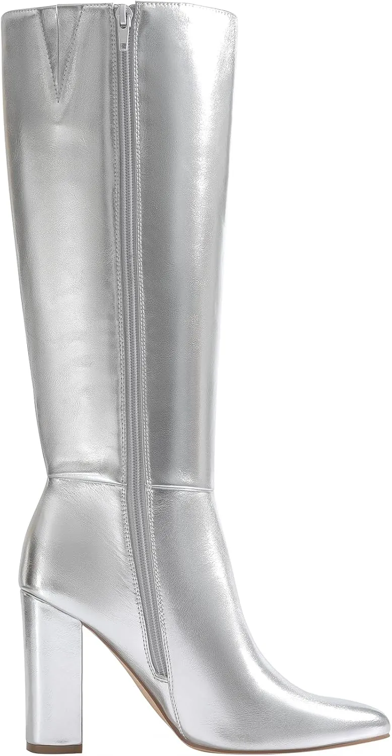 DREAM PAIRS Knee High Boots Women Chunky Heel Pointed Toe Tall Boots for Women Side Zipper Long Boots