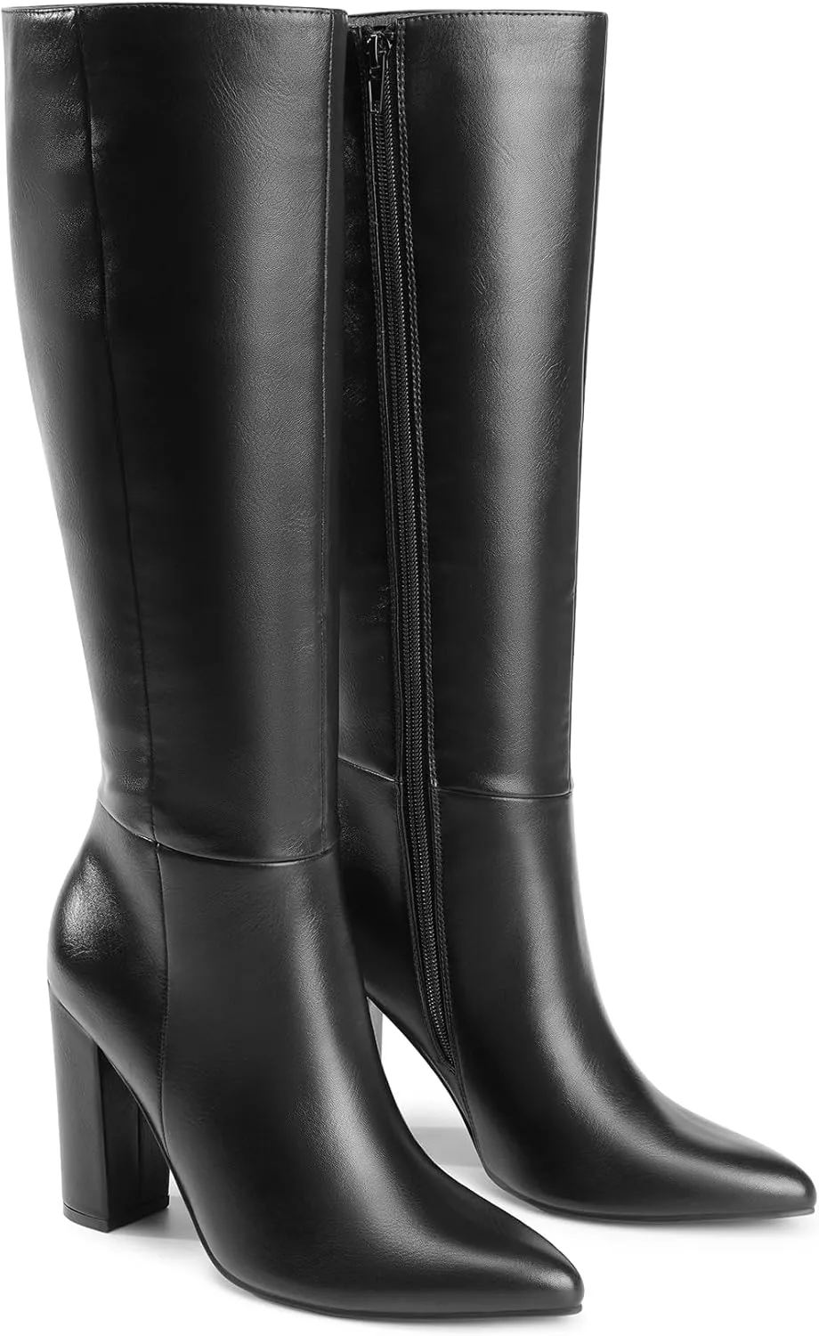 DREAM PAIRS Knee High Boots Women Chunky Heel Pointed Toe Tall Boots for Women Side Zipper Long Boots