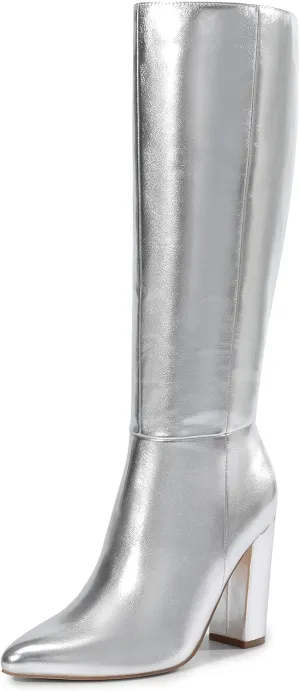 DREAM PAIRS Knee High Boots Women Chunky Heel Pointed Toe Tall Boots for Women Side Zipper Long Boots