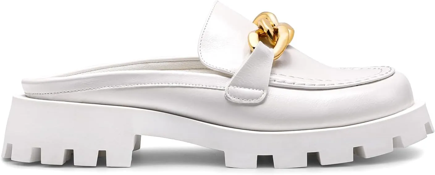 DREAM PAIRS Mules for Women Slip On Shoes Platform Thick Comfortable Women’s Chunky Flat Slides Slippers Loafers