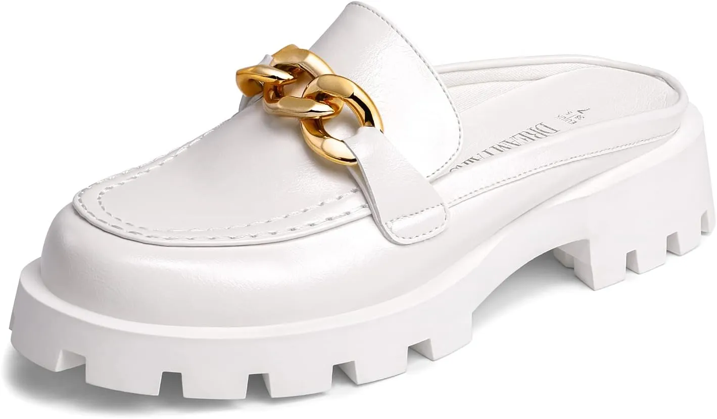 DREAM PAIRS Mules for Women Slip On Shoes Platform Thick Comfortable Women’s Chunky Flat Slides Slippers Loafers