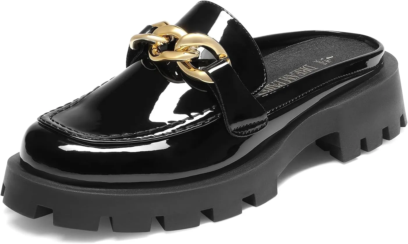 DREAM PAIRS Mules for Women Slip On Shoes Platform Thick Comfortable Women’s Chunky Flat Slides Slippers Loafers