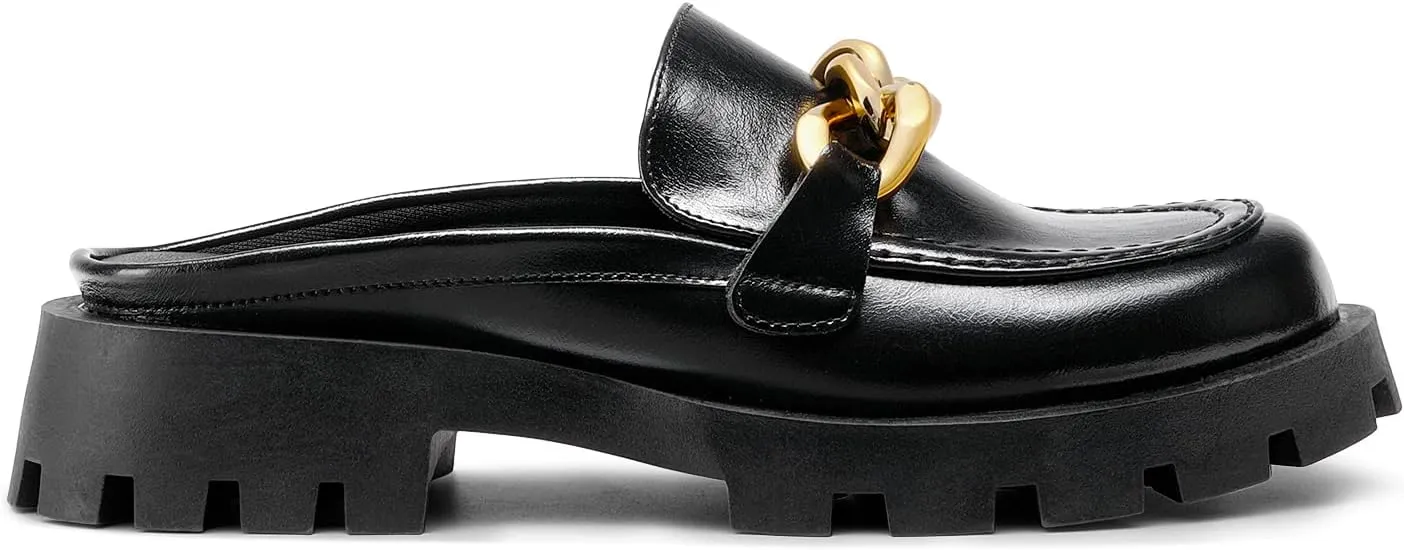 DREAM PAIRS Mules for Women Slip On Shoes Platform Thick Comfortable Women’s Chunky Flat Slides Slippers Loafers