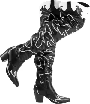 DREAM PAIRS Western Cowboy Boots Over The Knee Western Cowgirl Boots Women Thigh High Boots