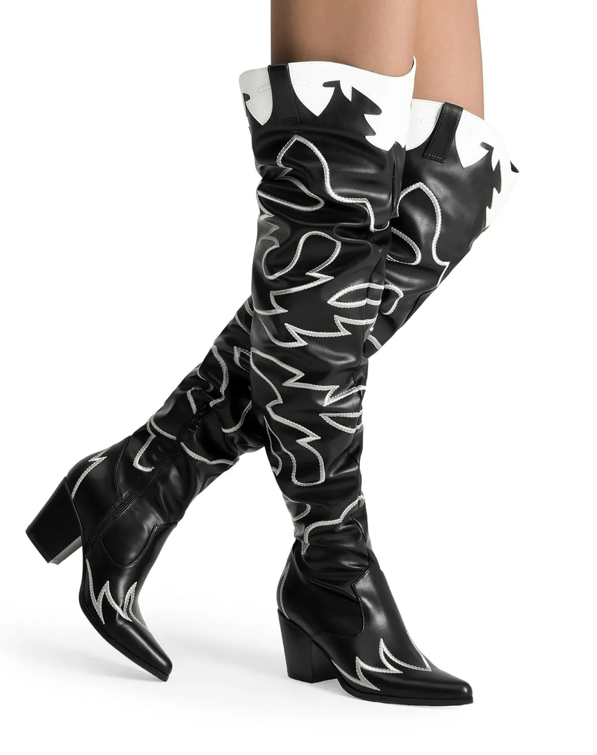 DREAM PAIRS Western Cowboy Boots Over The Knee Western Cowgirl Boots Women Thigh High Boots
