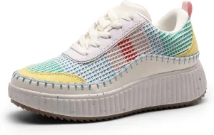 DREAM PAIRS Women Chunky City Tweed Comfortable Casual Platform Fashion Sneaker