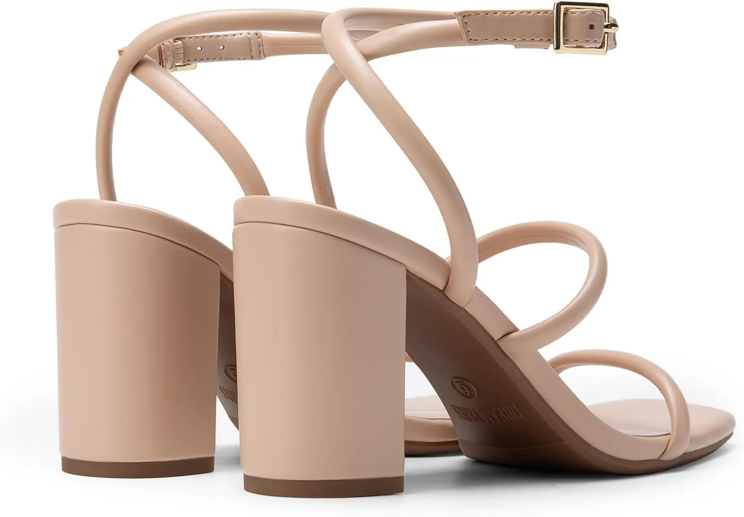 DREAM PAIRS Women Heels Chunky Square Open Toe Strappy Ankle Strap Block High Heeled Sandals for Dressy Wedding Comfortable Shoes