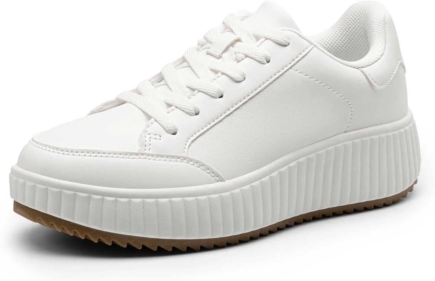 DREAM PAIRS Women Platform Chunky Lightweight Comfortable Casual Faux Leather Lace-Up Dee Walking Fashion Sneakers