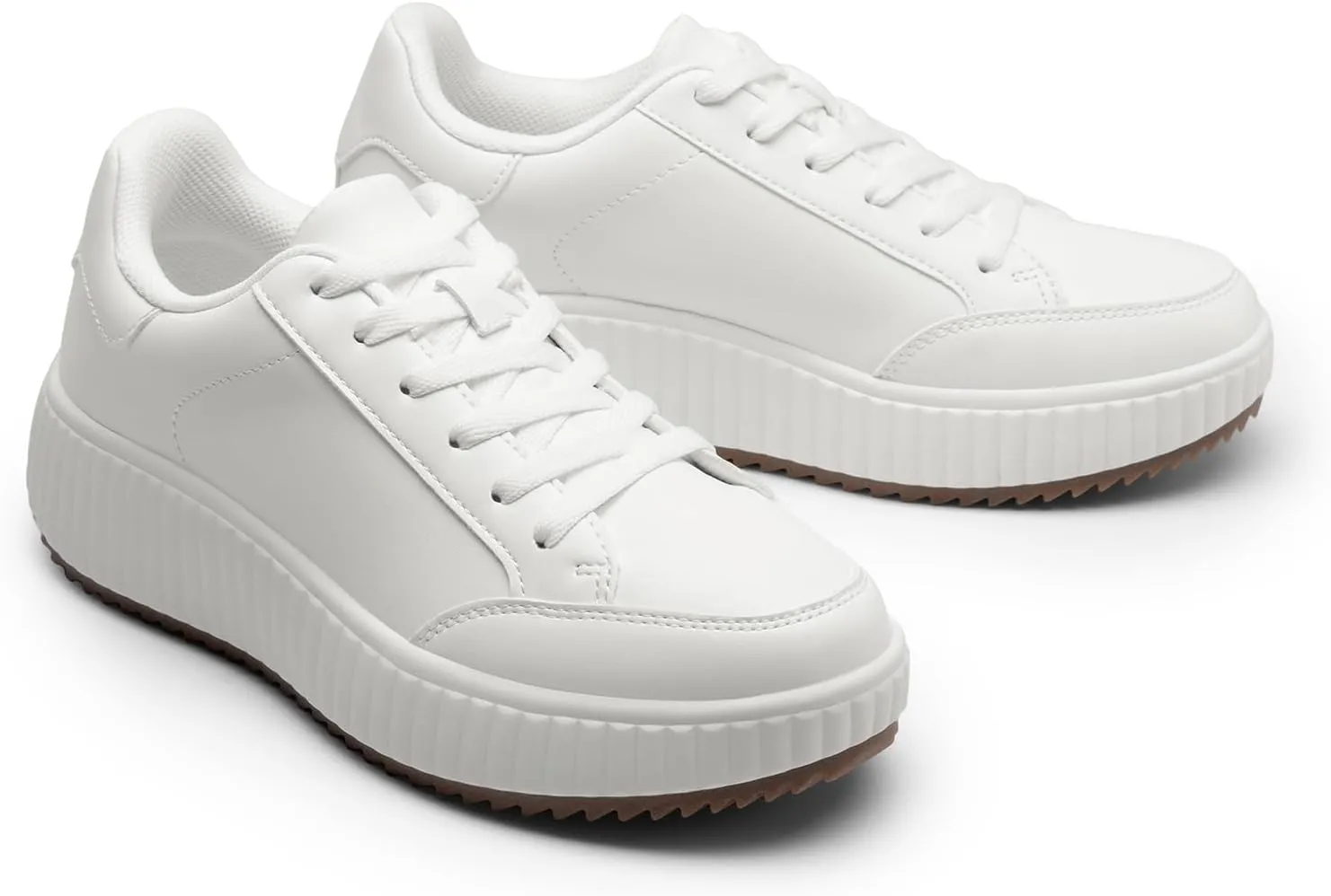 DREAM PAIRS Women Platform Chunky Lightweight Comfortable Casual Faux Leather Lace-Up Dee Walking Fashion Sneakers