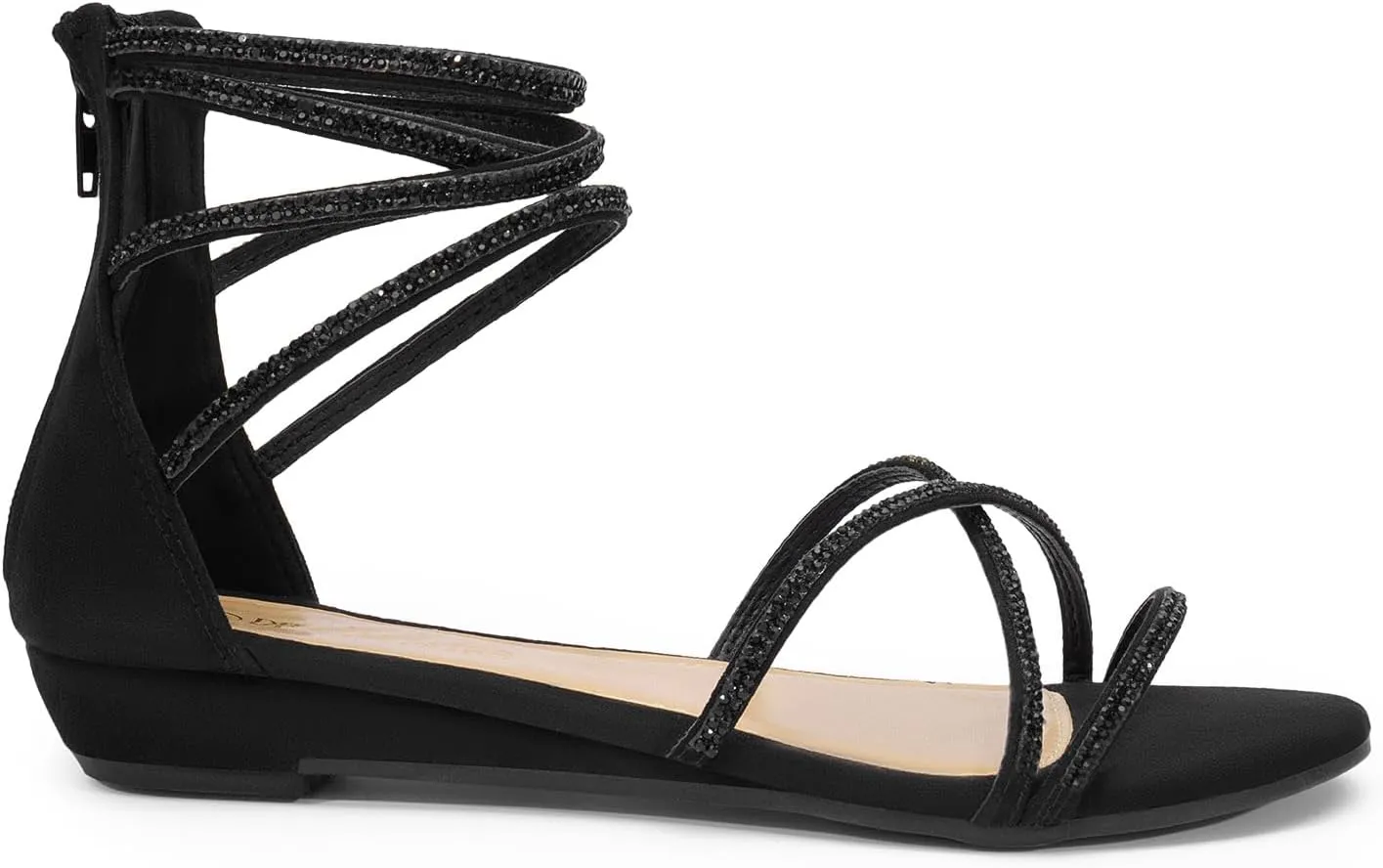 DREAM PAIRS Women's Ankle Strap Flat Sandals Summer Dressy Strappy Gladiator Rhinestones Sandals