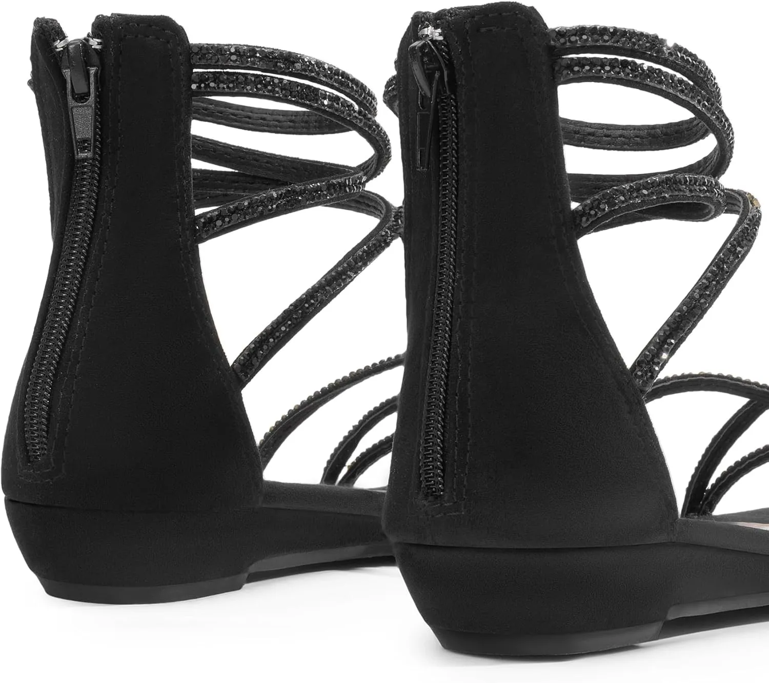 DREAM PAIRS Women's Ankle Strap Flat Sandals Summer Dressy Strappy Gladiator Rhinestones Sandals