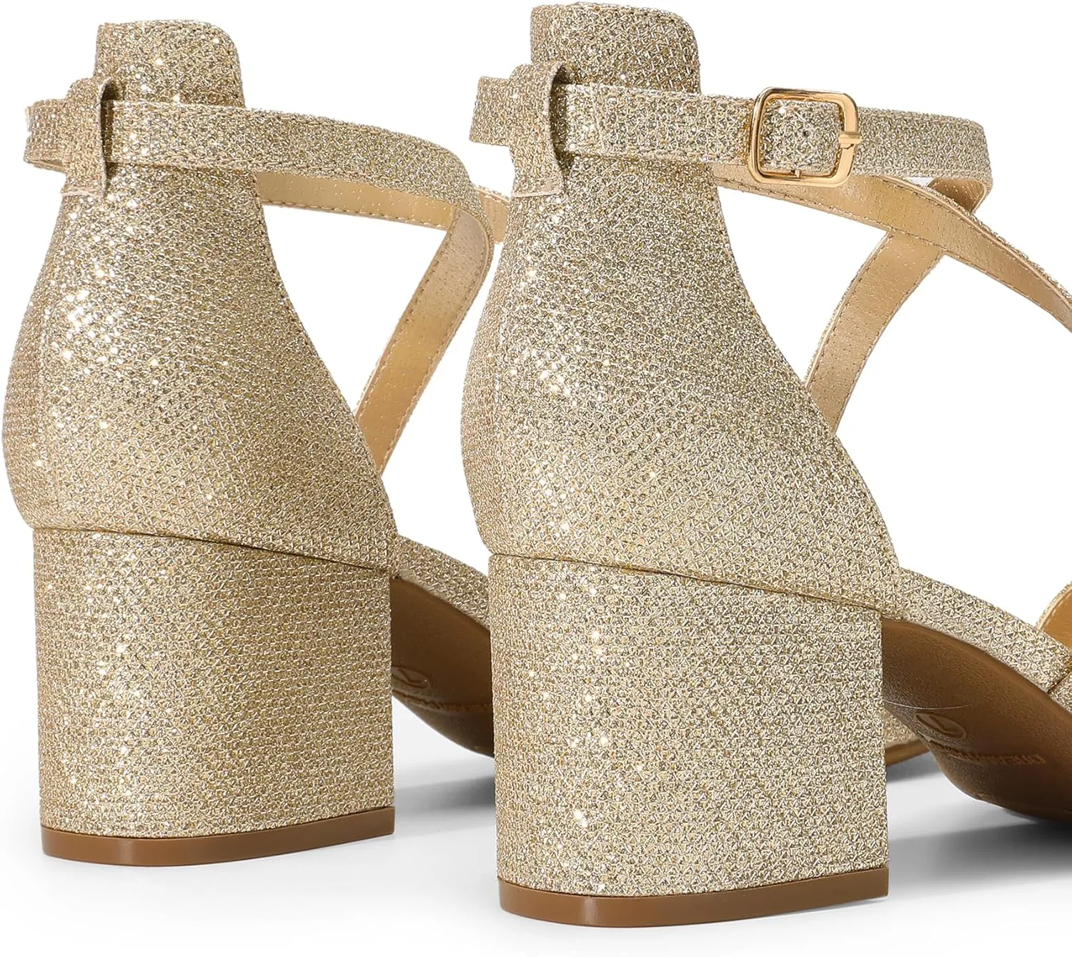 DREAM PAIRS Women's Ankle Strap Low Chunky Heels Open Toe Blocked Strappy Sandals Dress Shoes for Wedding Bridal Party