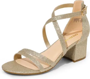DREAM PAIRS Women's Ankle Strap Low Chunky Heels Open Toe Blocked Strappy Sandals Dress Shoes for Wedding Bridal Party