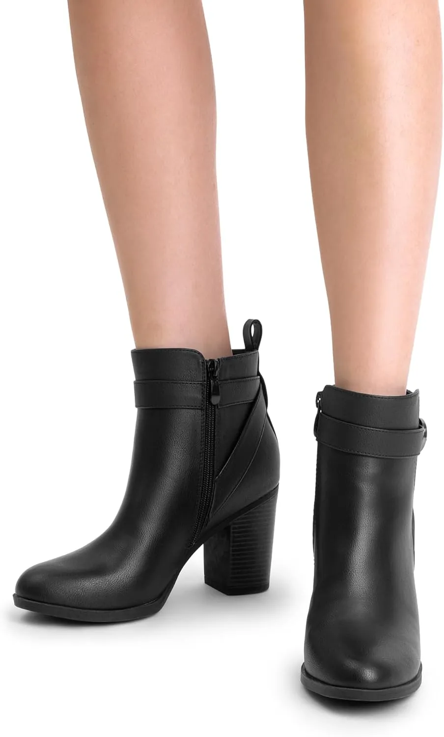 DREAM PAIRS Women's Chunky High Heel Ankle Boots Round Toe Fall Short Booties Shoes