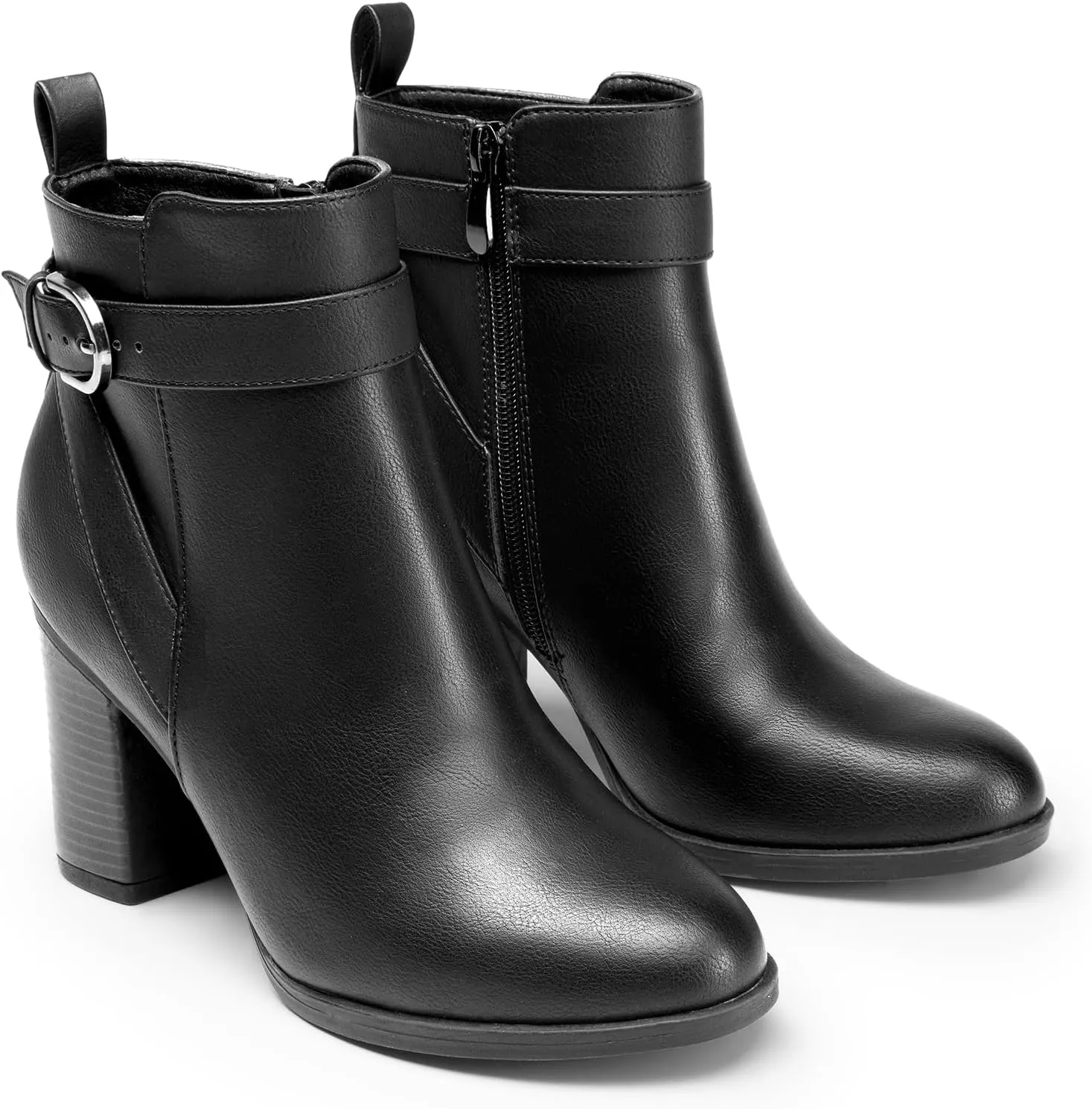 DREAM PAIRS Women's Chunky High Heel Ankle Boots Round Toe Fall Short Booties Shoes