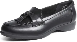 DREAM PAIRS Women's Comfortable Dressy Slip-on Loafers Business Casual Work Shoes Office, Faux Leather Arch Support Round Toe Flats Shoes with Tassel Decoration