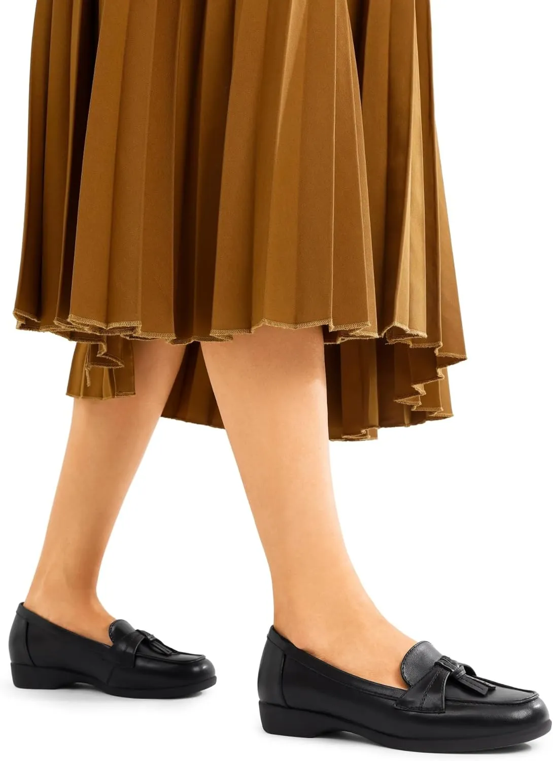 DREAM PAIRS Women's Comfortable Dressy Slip-on Loafers Business Casual Work Shoes Office, Faux Leather Arch Support Round Toe Flats Shoes with Tassel Decoration