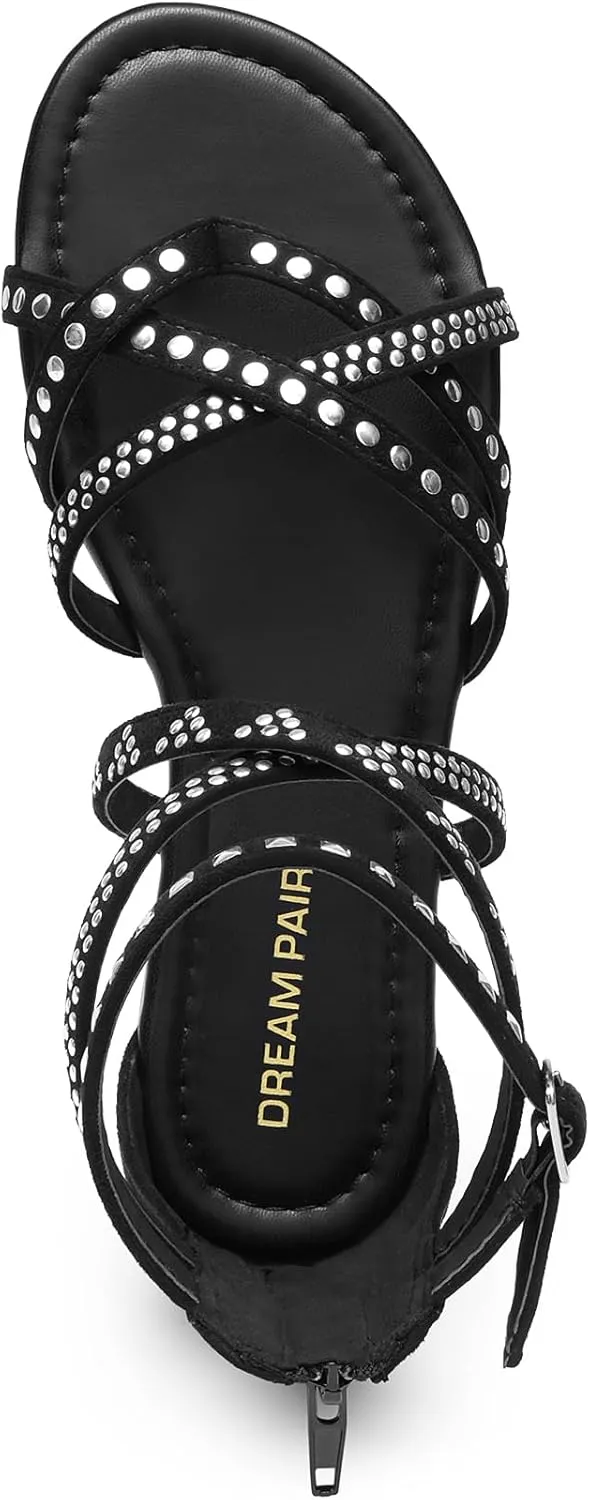 DREAM PAIRS Women's Dressy Gladiator Summer Cross Strappy Sandals Comfort Flat Casual Beach Fisherman Thong Sandals