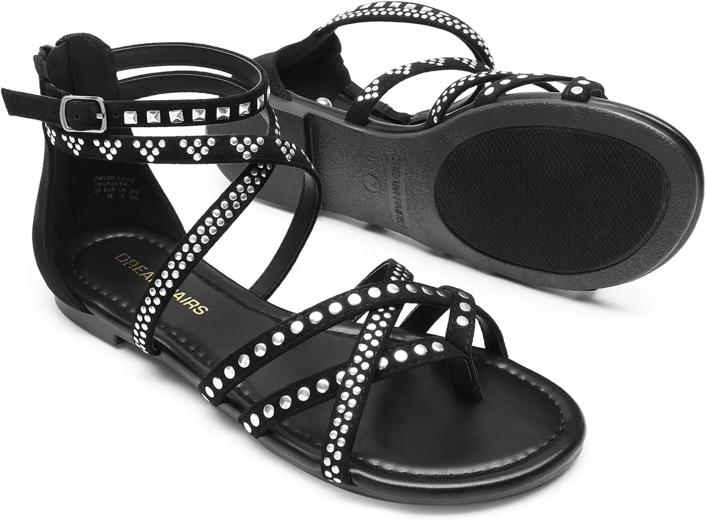 DREAM PAIRS Women's Dressy Gladiator Summer Cross Strappy Sandals Comfort Flat Casual Beach Fisherman Thong Sandals