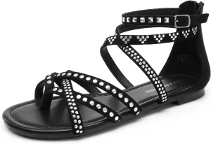 DREAM PAIRS Women's Dressy Gladiator Summer Cross Strappy Sandals Comfort Flat Casual Beach Fisherman Thong Sandals