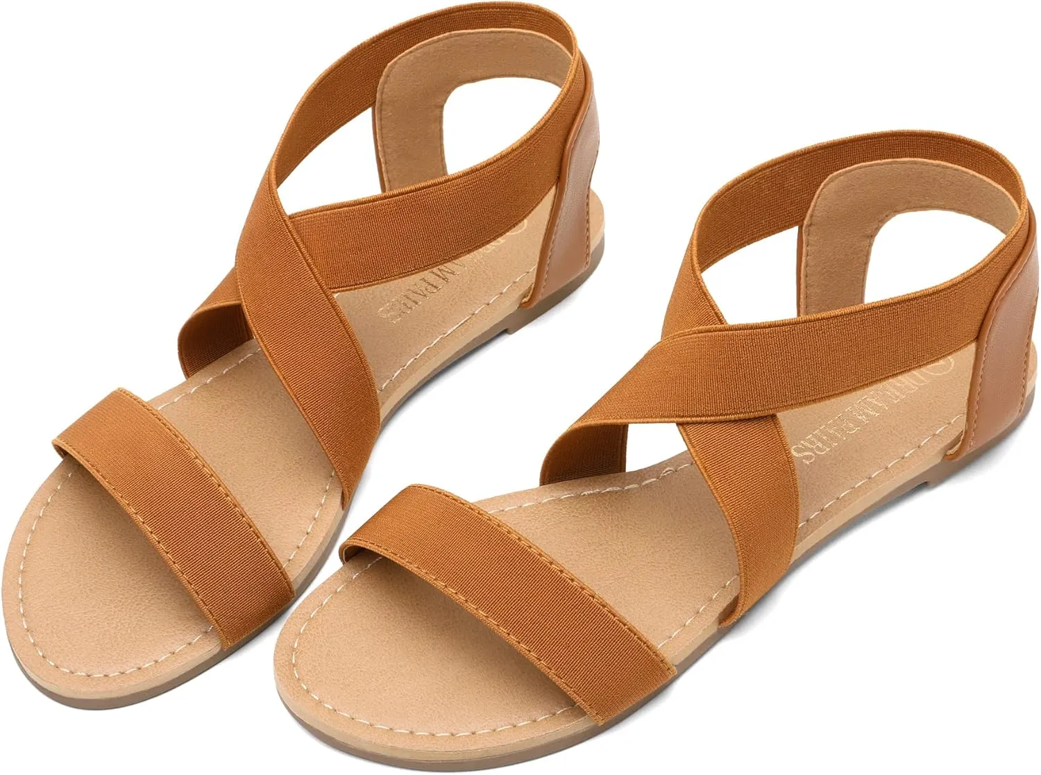DREAM PAIRS Women's Elastic Ankle Strap Flat Sandals Summer Dressy Shoes Cute Strappy Gladiator Sandals