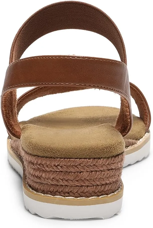 DREAM PAIRS Womens Espadrilles Ankle Stretch Elastic Strap Open Toe Wedges Flats Sandals