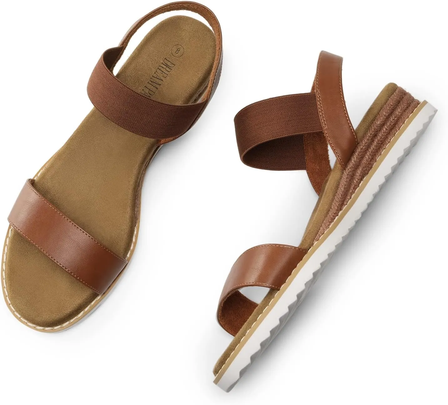 DREAM PAIRS Womens Espadrilles Ankle Stretch Elastic Strap Open Toe Wedges Flats Sandals