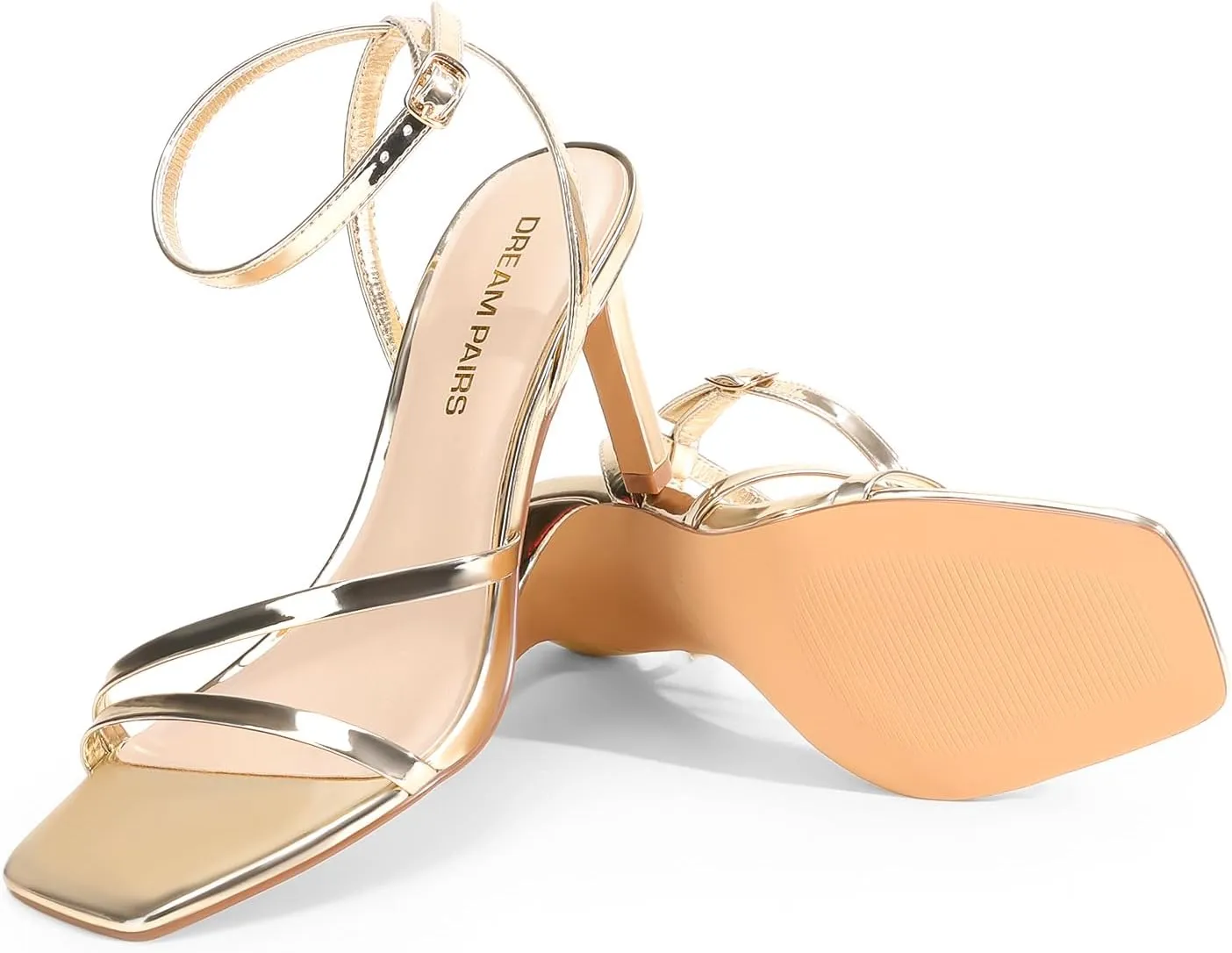DREAM PAIRS Women’s High Stilettos Heels Open Toe Square Sandals Ankle Strap Pumps Sexy Comfort Strappy Dress Shoes Party Wedding Heeled Sandals