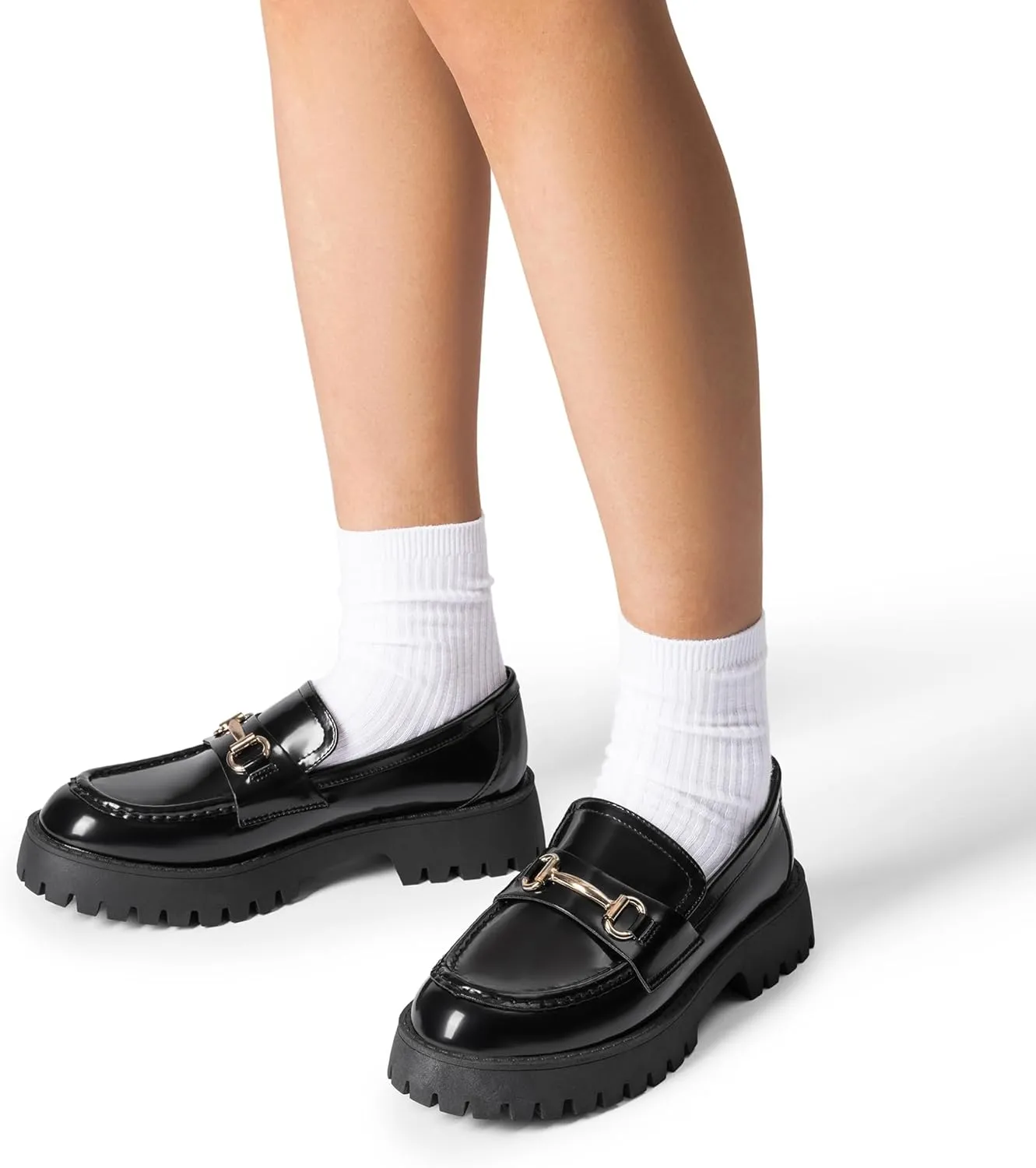 DREAM PAIRS Womens Loafers, Slip-On Platform Chunky Heel Penny Loafers for Women, Comfortable Womens Business Casual Shoes