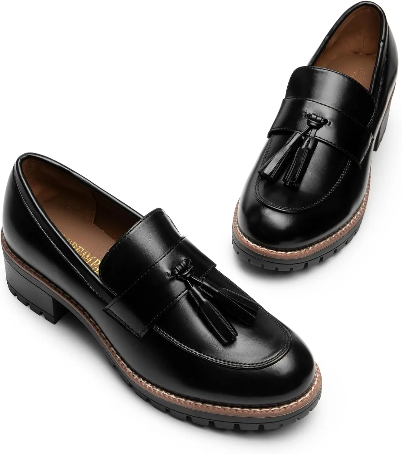 DREAM PAIRS Womens Loafers, Slip On Platform Chunky Penny Heeled Loafers for Women Dressy and Work, Business Casual Shoes for Women