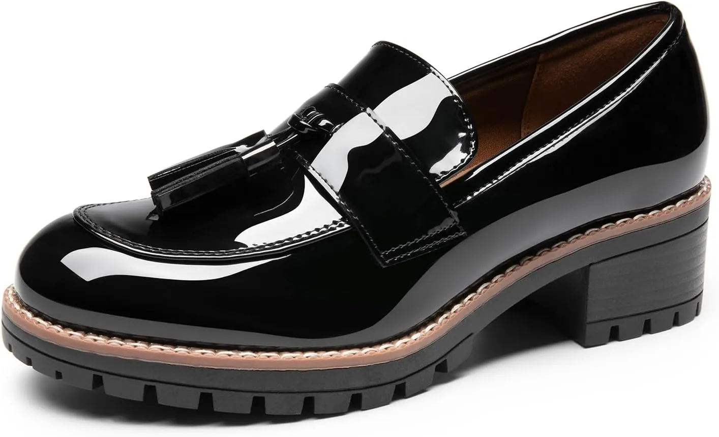 DREAM PAIRS Womens Loafers, Slip On Platform Chunky Penny Heeled Loafers for Women Dressy and Work, Business Casual Shoes for Women