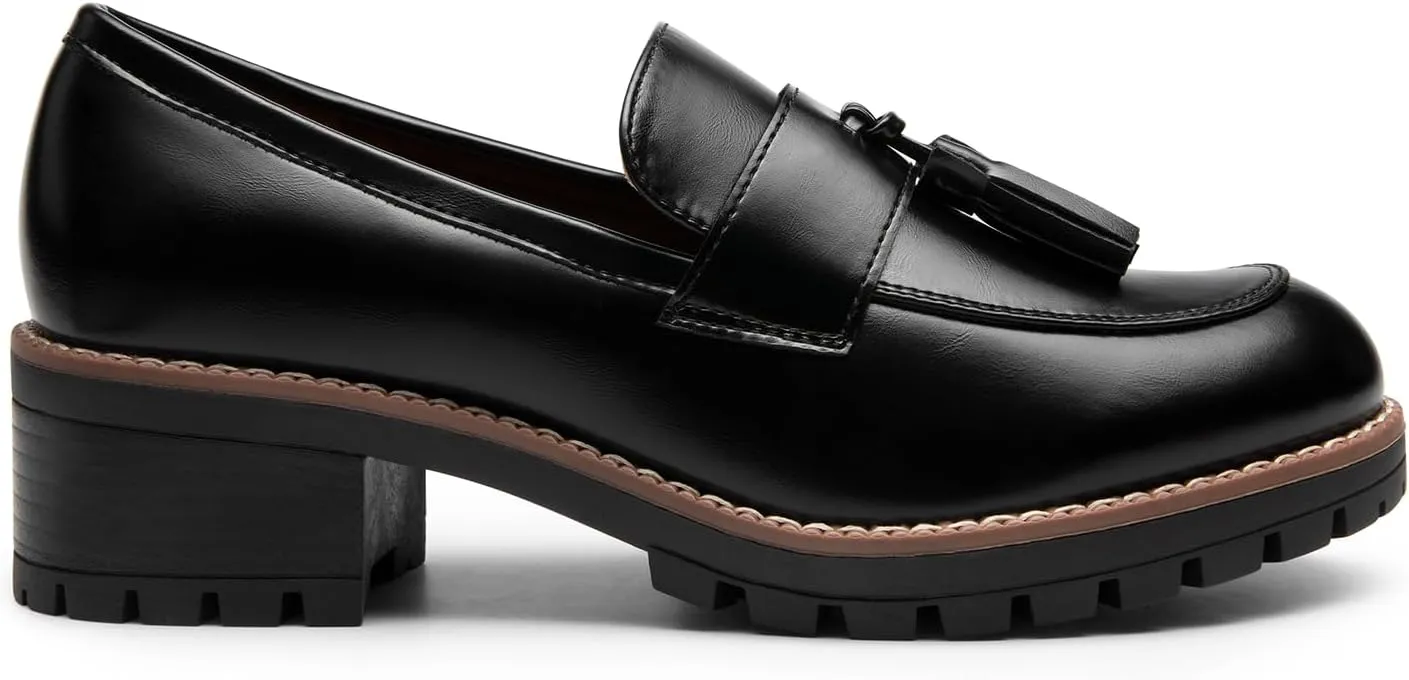 DREAM PAIRS Womens Loafers, Slip On Platform Chunky Penny Heeled Loafers for Women Dressy and Work, Business Casual Shoes for Women