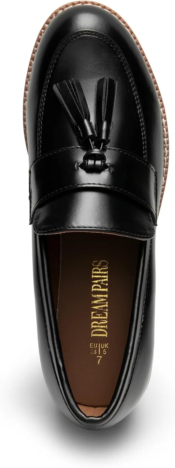DREAM PAIRS Womens Loafers, Slip On Platform Chunky Penny Heeled Loafers for Women Dressy and Work, Business Casual Shoes for Women