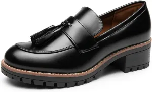 DREAM PAIRS Womens Loafers, Slip On Platform Chunky Penny Heeled Loafers for Women Dressy and Work, Business Casual Shoes for Women