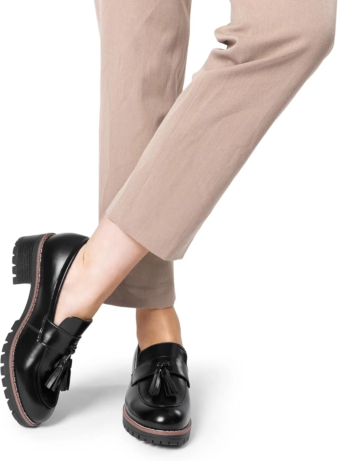 DREAM PAIRS Womens Loafers, Slip On Platform Chunky Penny Heeled Loafers for Women Dressy and Work, Business Casual Shoes for Women