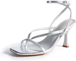 DREAM PAIRS Women's Low Kitten Heels Strappy Design with Lace Up Open Square Toe Thong Ankle Strap Shoes Fashionable Sexy Sylvestra Heeled Sandals for Dressy Occasions