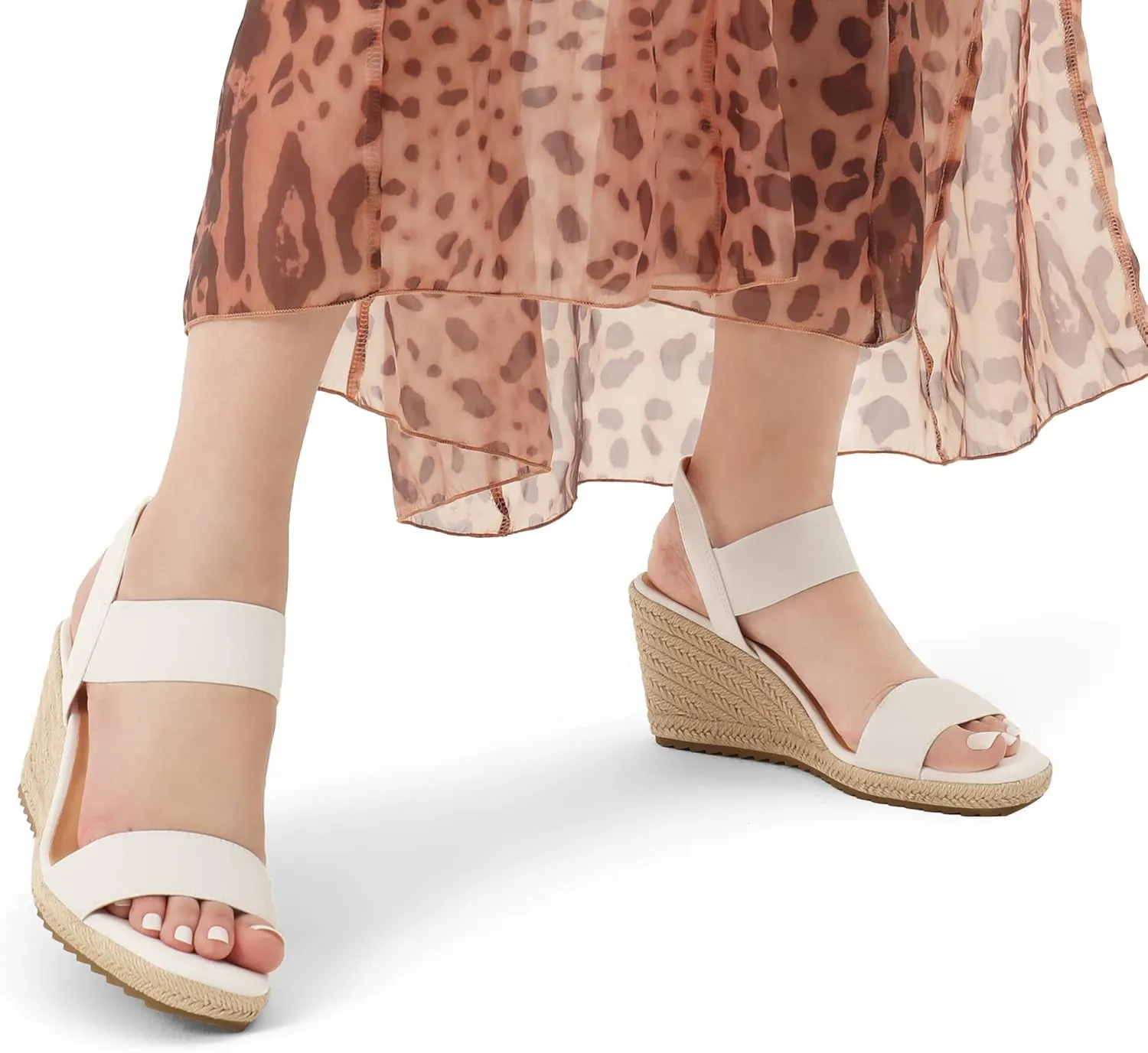 DREAM PAIRS Womens Open Toe Espadrilles Dressy Platform Sandals Slip on Elastic Ankle Strap Wedges Sandals