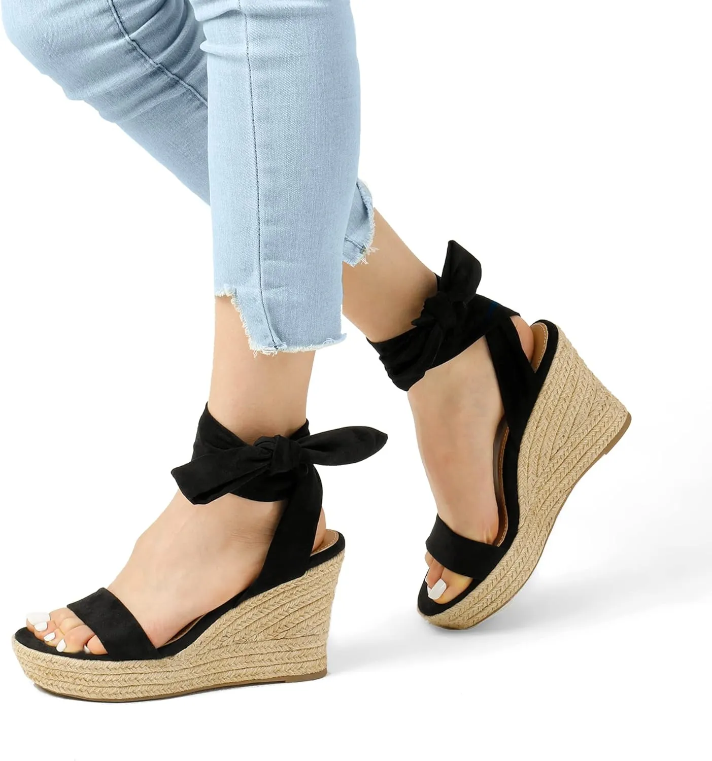 DREAM PAIRS Womens Open Toe Espadrilles Wedges Tie Lace Up Cute Ankle Strap Platform Sandals Dressy Shoes