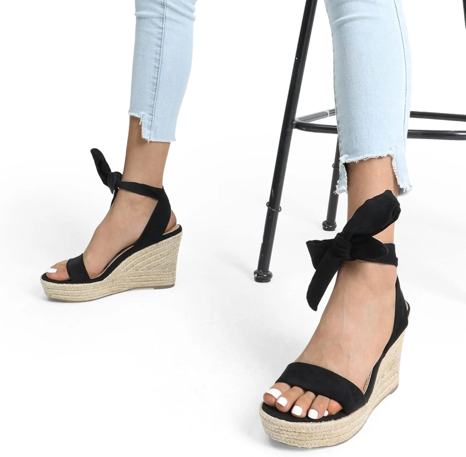 DREAM PAIRS Womens Open Toe Espadrilles Wedges Tie Lace Up Cute Ankle Strap Platform Sandals Dressy Shoes