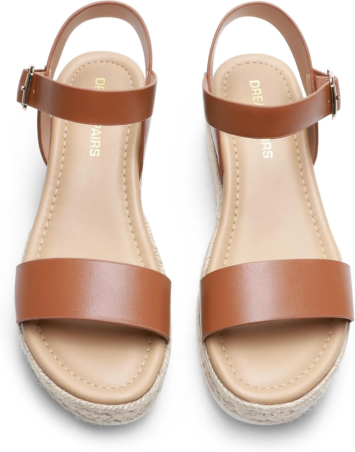 DREAM PAIRS Women's Platform Espadrilles Wedge Sandals, Comfortable Open Toe One Band Sandals for Women Dressy Casual Summer